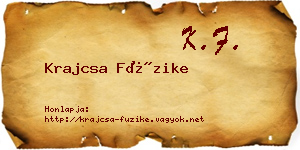 Krajcsa Füzike névjegykártya